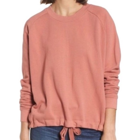 Miles by Madewell Pullover Sweatshirt Fleece Crew Neck Dusty Pink Oversized XS - Picture 1 of 8
